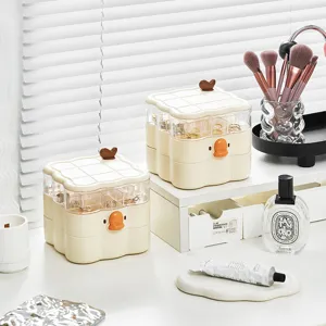 Cute Cartoon Multi-Layer Rotating Jewelry Box Plastic Desktop Storage Organizer For Girls Rings Necklaces Earrings