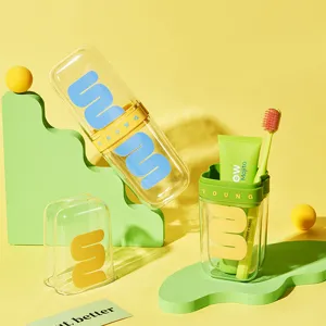 Tazza da viaggio portatile spazzolino dentifricio scatola di conservazione colorata set