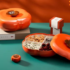 Plato de Fruta Caqui Creativo Caja de Fruta Seca de Plástico Con Tapa Sala de Estar Bandeja de Almacenamiento de Aperitivos Vajilla