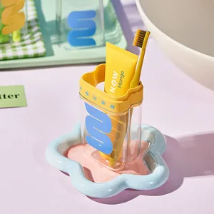 Set porta spazzolino da denti da viaggio portatile, simpatico colore dopamina contenitore.