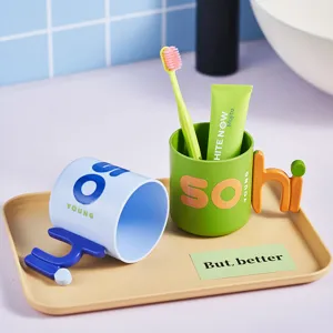 Children cartoon toothbrush cup cute creative plastic mouthwash cup baby washing mug set