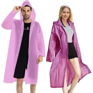 EVA Regenmantel lang kapuzenfassend wasserdicht Outdoor Reise Erwachsener rosa Unisex