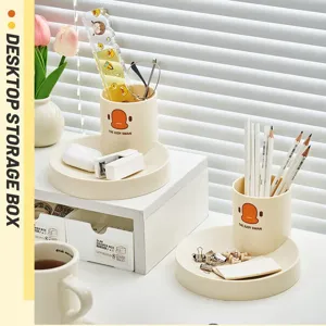 Cute Pen Holder Large Capacity Desk Organizer With Tray Plastic Pencil Storage Container For Office School Students