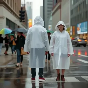 Unisex Erwachsener Transparenter EVA Regenmantel Lang Mit Kapuze Wasserdichter Regenponcho Für Outdoor Wandern Reisen Camping