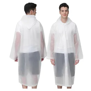 Transparenter EVA Regenponcho für Erwachsene, wasserdichter langer Regenmantel für Outdoor-Wandern.