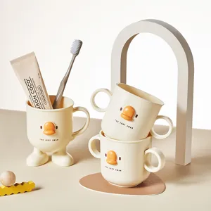 Schuener Kunststoff Kinder Zahnbuerstenbecher mit Enten Design, kreativer Waschbecher.