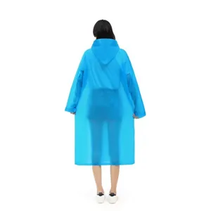 Blauer EVA wasserdichter Regenponcho für Erwachsene, langer Regenmantel mit Kapuze.