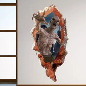 3D Halloween Zombie Wandaufkleber abgerissene Wand Dekoration Horror Grusel Party.
