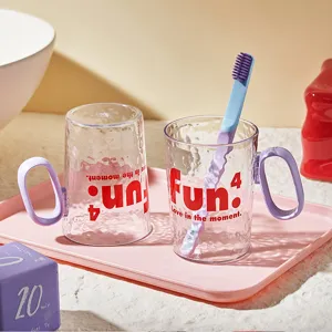 Haushalt Kunststoff Mundspülbecher Mit Griff Gehämmerte Textur Großes Kapazität Trinkwasserbecher Badezimmer Zahnbürstenbecher