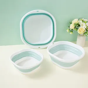 Portable silicone collapsible washing basin set for kitchen, dorm, foot soaking and daily use.