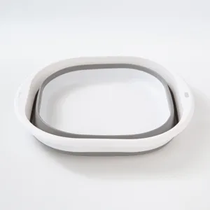 Portable silicone foldable washing basin for travel, home, dorm and kitchen use.