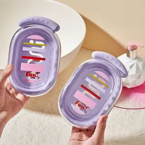 Portasapone stile dopamina con coperchio e design di drenaggio, elegante supporto per sapone da bagno.