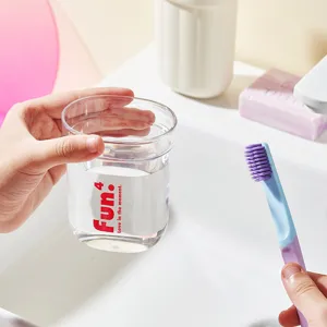 Transparent plastic mouthwash cup portable travel toothbrush cup for daily bathroom use