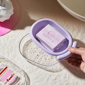 Portasapone in plastica stile dopamina con drenaggio, simpatico design da vasca per lavandino bagno.