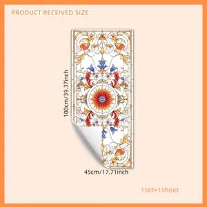 European style stained glass window sticker decorative floral self adhesive film 45x100cm