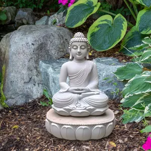 Outdoor garden Buddha statue decoration resin meditative figure on lotus base for yard decor