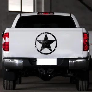 Adhesivo de estrella militar en blanco y negro, vinilo retro para portón trasero.