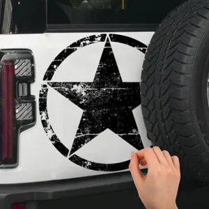 Pegatina de coche con estrella vintage negra, calcomanía de vinilo impermeable para carrocería