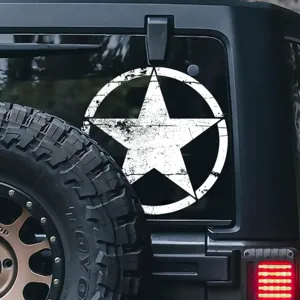 Pegatina de coche de estrella militar desgastada, vinilo para ventana, decoración retro.