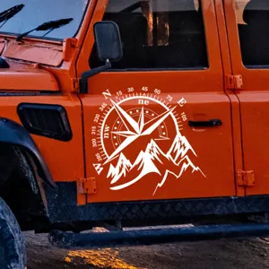 Pegatina de carrocería de coche de montaña de brújula exterior impermeable.