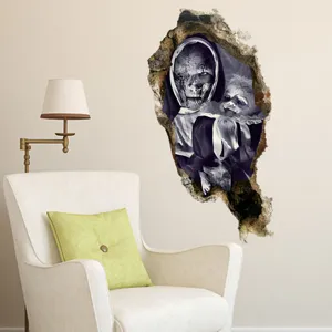 Halloween 3D Zombie Wandaufkleber, gruselige Nonne und Baby Design für Party Dekoration.