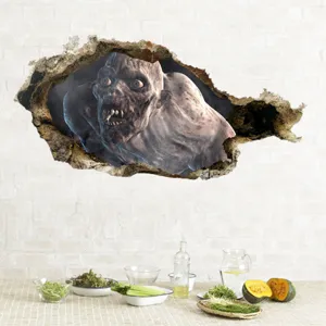 3D Halloween Zombie Wandaufkleber gebrochene Wand Dekoration gruselige Party Hintergrund