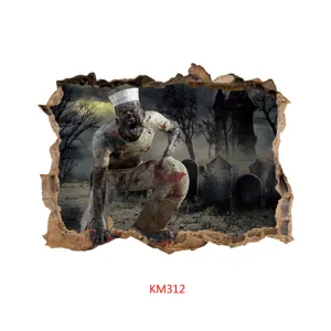 Halloween Zombie 3D Wandtattoo Glasaufkleber gruselige Friedhof Fenster Dekoration