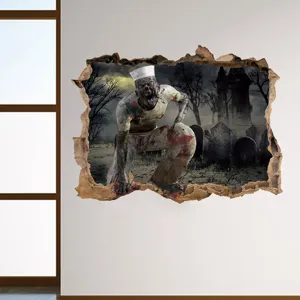Halloween 3D Wandaufkleber Zombie Friedhof Glassticker Gruselige Fensterdeko Heim Deko