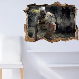 Halloween 3D Wandtattoo Zombie Aufkleber gruselige Gruselwand Deko für Party und Zuhause
