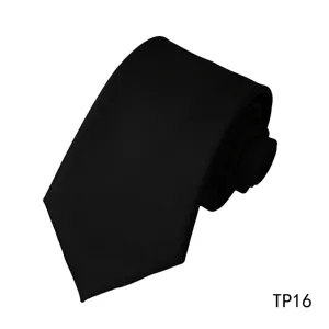 Close-up view of a classic black herringbone men's business tie, elegant textured silk fabric.