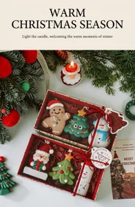 Christmas scented candle gift set with cute gingerbread man tree and snowman shapes.