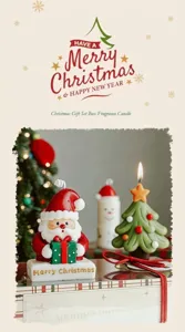 Christmas scented candle set desktop decoration gift cute Santa snowman tree design