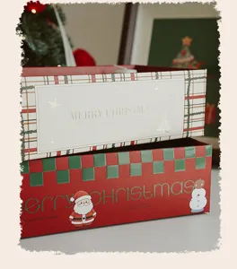 Christmas scented candle gift set holiday desktop decoration plaid design red green box