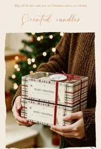 Christmas scented candle gift box set, holiday decorative scented candles with ribbons.