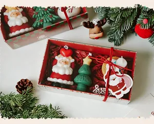 Christmas scented candle gift set, Santa Claus and tree soy wax candles for holiday decor.