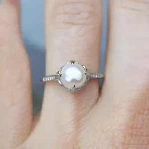 Anillo de perlas de plata estilo coreano elegante dama princesa joya de moda regalo