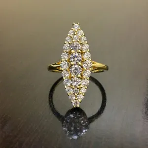 Anillo Abierto de Cobre de Lujo con Strass Marquesa Chapado en Oro Plata Geométrico Nota Musical Anillo de Banda para Mujer Joyería Regalo