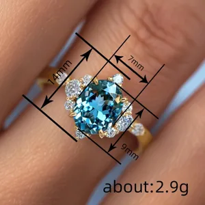 Stupendo anello in stile oceano con gemma blu e zirconi luminosi per donne eleganti.