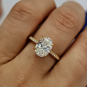 Anillo Ovalado De Cobre Con Circonita Elegante Para Mujer Lujo Ligero Boda Joyería De Moda Para Dedos