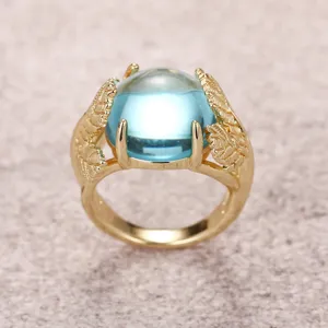 Exquisito anillo vintage de hoja de ginkgo transparente, elegante joya dorada detalle.