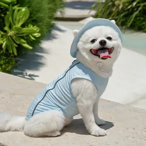 Conjunto de chaleco refrescante transpirable y sombrero de sol para perro gato en verano