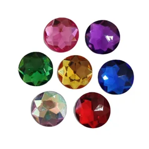 Round multi-faceted flat-bottom acrylic rhinestones for craft and DIY decoration.