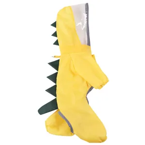 Impermeable mignon pour animal de compagnie dinosaure jaune quatre pattes details produit vue