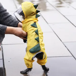 Imperméable pour animaux à quatre pattes avec capuche dinosaure pour chiens et chats dehors