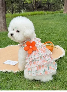 Süßes Blumen Hundekleid für kleine Haustiere, dünnes Sommer Prinzessin Kleid mit Blütendekor