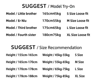 Size chart and fitting guide for high street sleeveless vest, showing height and weight data.