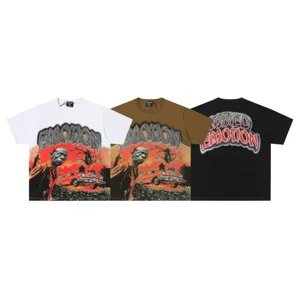 High street rhinestone graphic short sleeve t-shirt, retro zombie print streetwear.