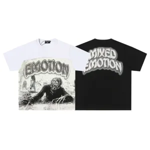 Men and women streetwear short sleeve t-shirt graphic rhinestone gothic casual tee
