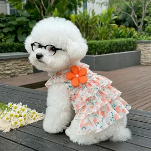 Schattige bloemige hondenenjurk voor kleine honden zomer dunne prinses geruite rok huisdier
