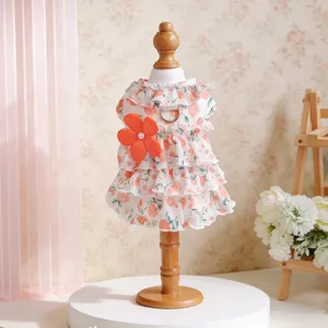 Schattige bloemen huisdier jurk voor kleine honden en katten, lichte zomerkleding voor puppy's.